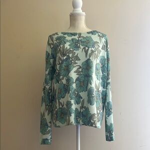 J. Jill Women’s Aqua Green Blue Floral Sweater Size: S